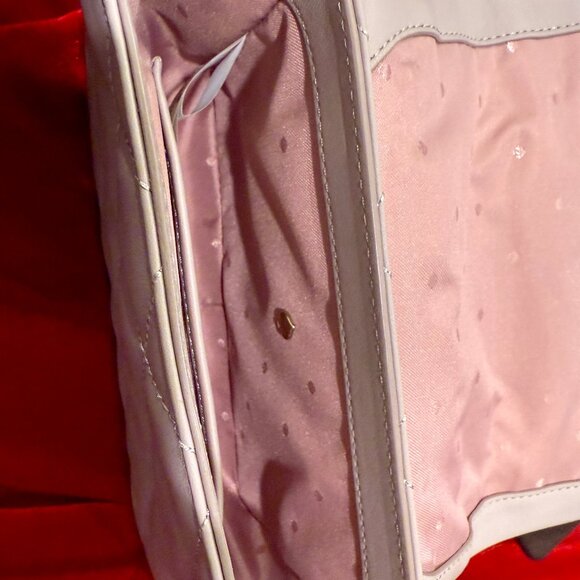 KATE SPADE NEW YORK QUILTED LIGHT TAUPE SILVER CHAIN BAG SMALL LIKE NEW - Picture 13 of 15